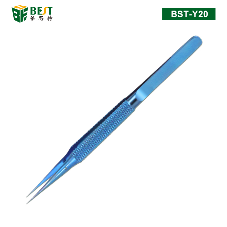 BST-Y20 手機維修指紋飛線鑷子 鈦合金0.15mm細尖鑷子 直咀 加長加硬直鑷子